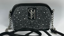   Steve Madden Rhinestone Studded Crossbody Purse   Black  