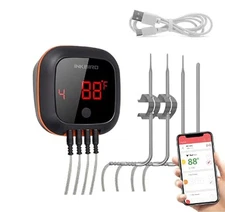 Bluetooth Digital Wireless Meat Thermometer with 4 Probes Timer, Alarm,150 ft...