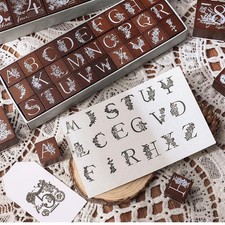 27PCS Wooden Alphabet Rubber Stamps Set, Uppercase Letter Stamps for Crafting...