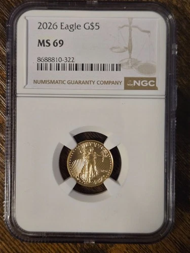 2026 Gold Eagle MS69 NGC Graded - Beautiful Coin~ 1/10th Troy Oz GOLD!