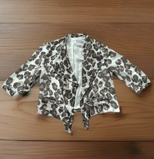 Chicos Women  s Open Cardigan Size 2 Cheetah Animal Lightweight Chiffon Sheer