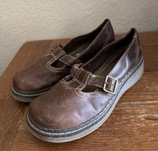 Airwalk Vintage Mary Jane Lug Wedge Flats 90s Y2K Brown Size 8 Chunky Loafer