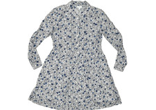 J. Crew Floral Cotton Blue White Fit & Flare Dress Long Sleeve Regular Size 0