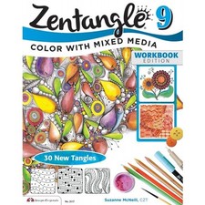 ZENTANGLE 9-Line Drawing Altered Art Paper Craft Idea Book-Color w/ Mix Media