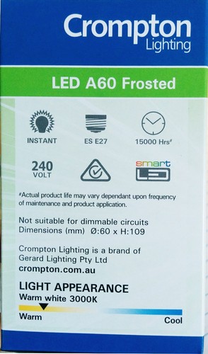 10 x LED 6W Pearl Light Globes / Bulbs A60 GLS Edison Screw E27 Warm White 3000K - Picture 3 of 3