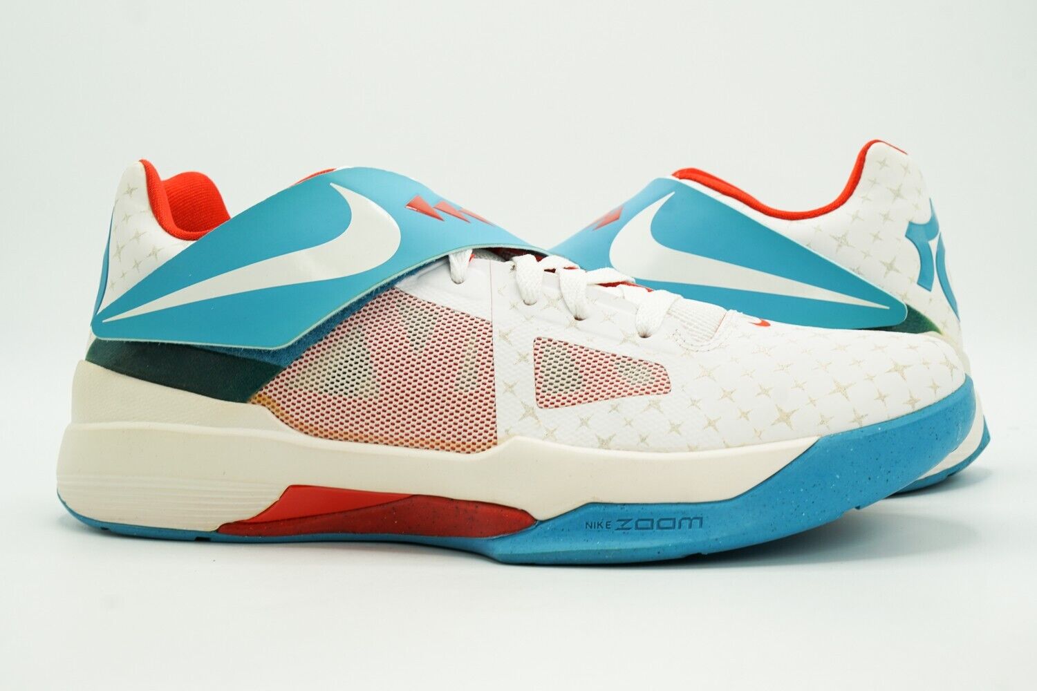 NIKE KD 4 NEW SIZE 9.5 N7 WHITE DARK TURQUOISE CHALLENGE RED DURANT 519567  146