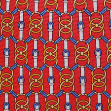 BURBERRY  MENS SILK DRESS TIE  RED, BLUE, GOLD  HORSE BIT  59"