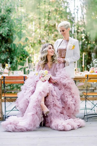 Fancy Maternity Dress Robes for Photo Shoot Ruffle Tulle Chic Prom Party Robes - Picture 13 of 17