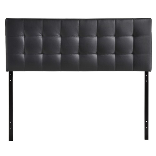 Modway Tufted Upholstered Faux Leather Square Queen Size Headboard in Black - Picture 2 of 2
