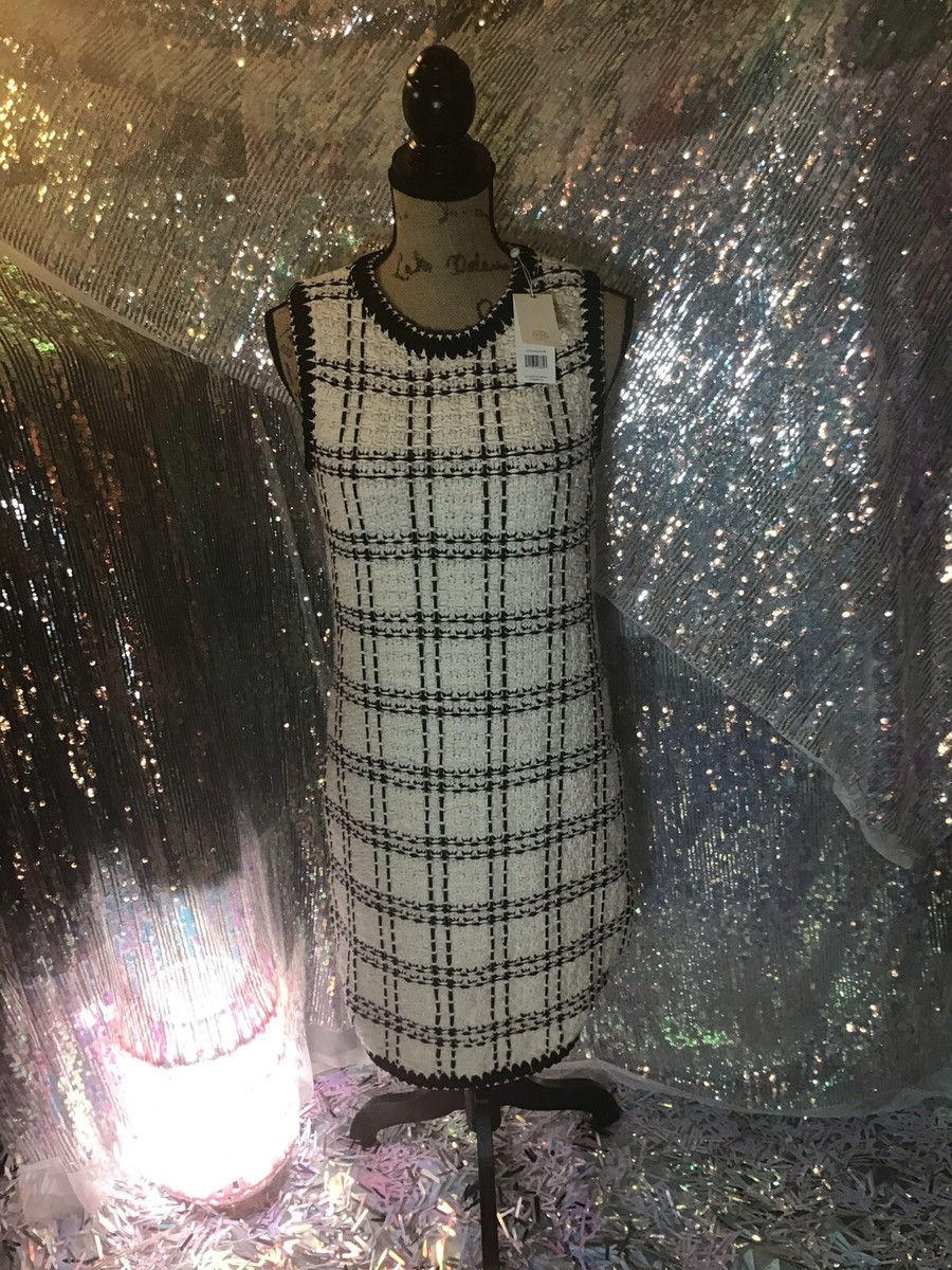 ワンピース Tory Burch Black Tweed Mini Dress Tory Burch Ivory/Black Tweed Dress Womens Small Style 63219