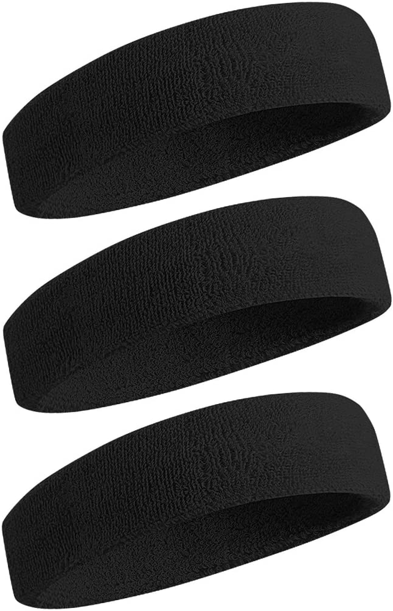 Sweatbands Sports Headband for Men & Women - Moisture Wicking Athletic Cotton Te