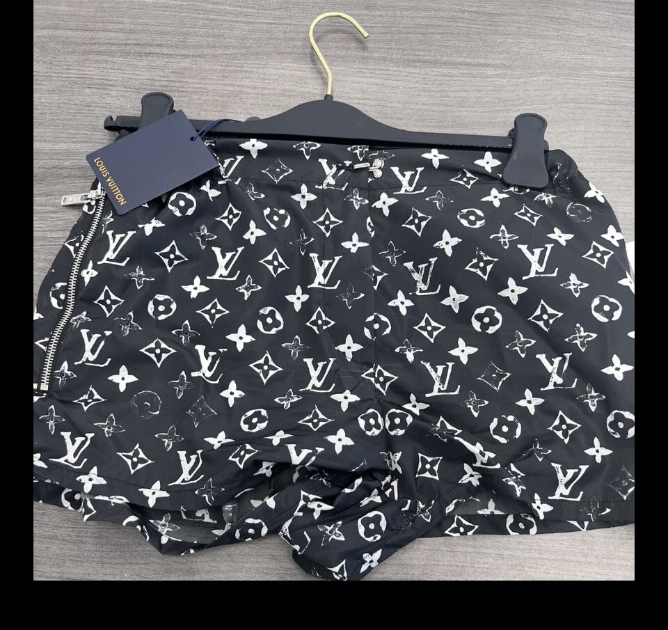 Louis Vuitton Monogram Shorts Stencil Effect Black Size 38