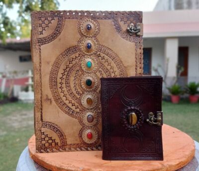 Pack of 2 Leather Journals Premium Design 7 Stone and Tree Journal Gift diary