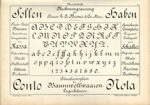Stampa antica ALFABETO e NUMERI Rundschrift 1898 Old Print Alphabet Writing - Photo 1 sur 1