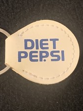 Vintage Diet Pepsi Keychain-White Leather Blue Lettering- Keyring Keychain