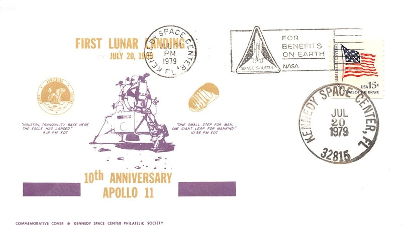10th ANNIV APOLLO 11 KENNEDY SPACE CENTER PHILATELIC SOCIETY CACHET  -  SC#1618C