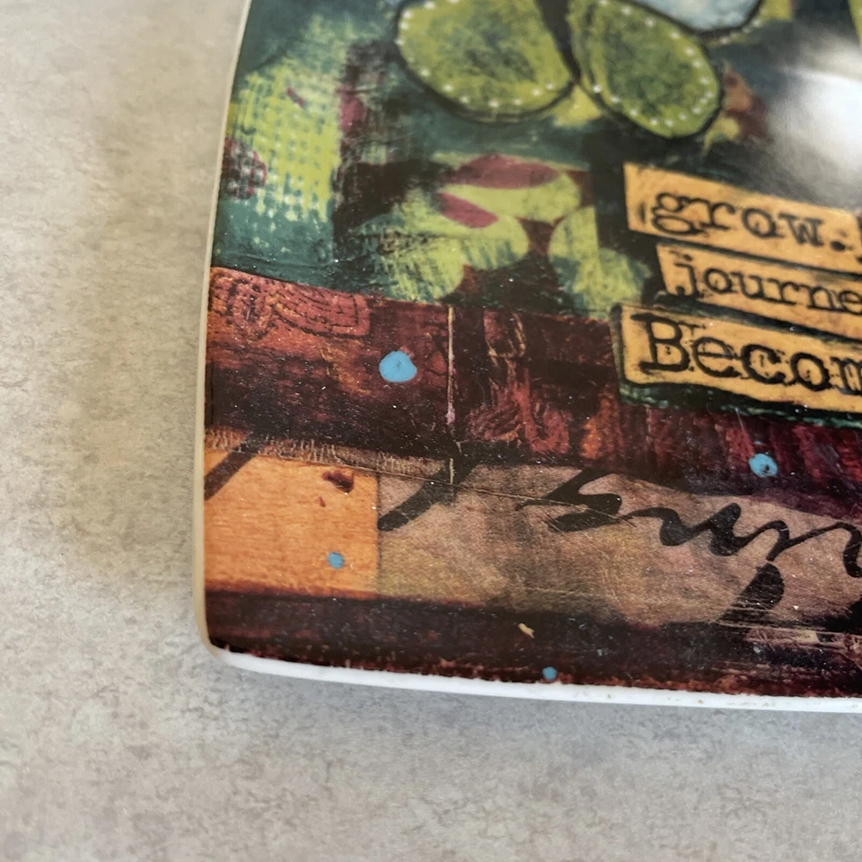 Placa cuadrada cooperativa creativa de 7,5” pulgadas cotización: crecer. Viaje. Convertirse. Colorido Foto 3 de 4