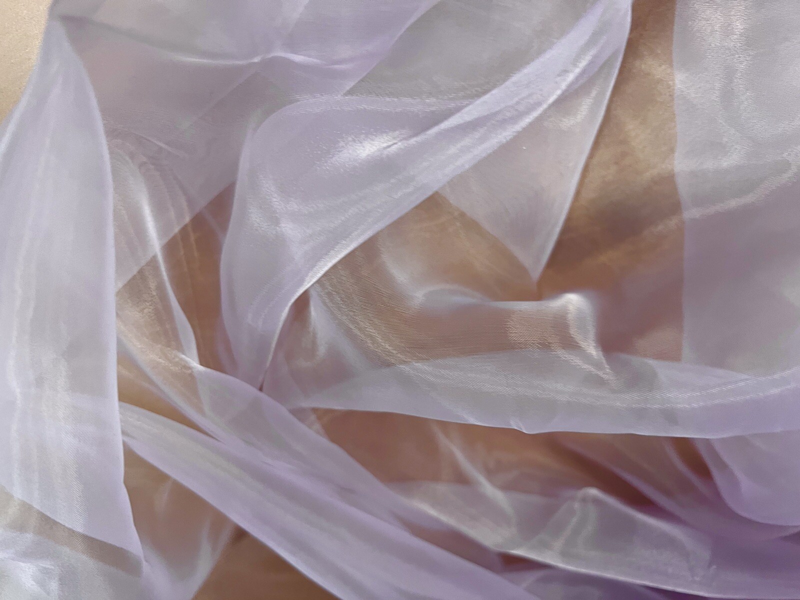 Crystal Organza Lightweight Woven Shimmer Fabric, Per Metre - Plain- Lilac