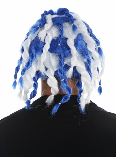 Parrucca Fan-Perücke Uomo Donna Blu Bianco Intrecciata Rasta Dreadlocks - Foto 6 di 6