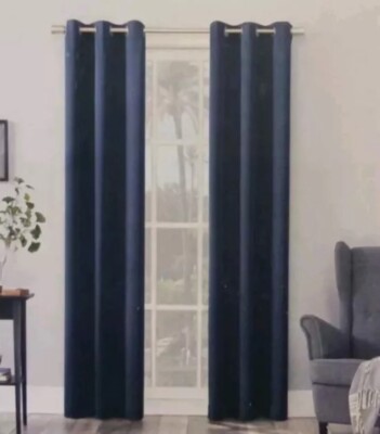 Sun Zero One Panel Pair 80''x 63'' Energy Efficient Blackout Navy Blue Color- NEW