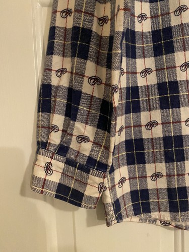 Haband Blue White Plaid Flannel Button Up Casual Long Sleeve Shirt Men’s Medium - Picture 7 of 12