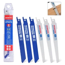 WORKPRO 6PC Reciprocating Saw Blade Set 6" BIM Saw Blades for Metal Wood Cutting