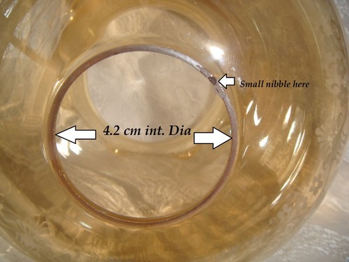 Smokey tinted glass electric lamp shade with a wavy rim applied floral decor. - Picture 7 of 9