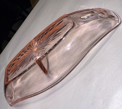 Vintage Rosa Flamingo Heisey 2 Teilig Relish Schale - Bild 5 von 5