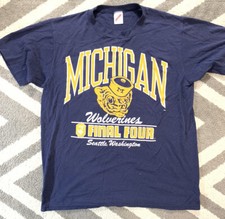 Vintage Jerzeez Michigan Wolverines 1989 Final Four Graphic Shirt Sz L USA Made