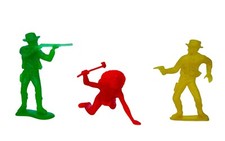 Cowboys and Indians lot vtg western toys red yellow green plastic 1960s marx U11