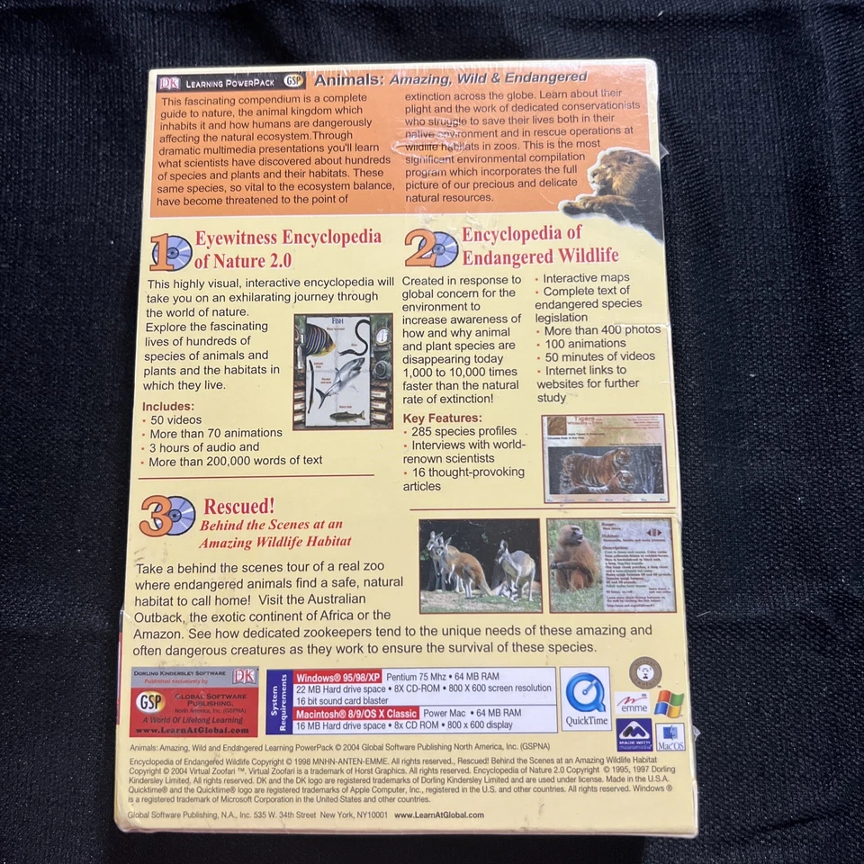 Animals Amazing Wild and Endangered Learning Power Pack Win/Mac New Sealed - Image 2 of 2
