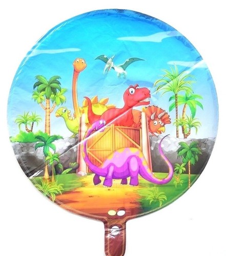Dinosaur Round Foil Balloon + 12 Latex Balloons (13pcs) Prehistoric Jurassic - Picture 3 of 4