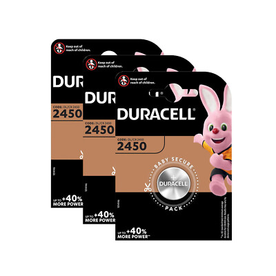 3x Duracell Specialty CR 2450 3V Lithium Batterie Knopfzelle DL2450