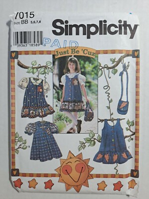 Simplicity 7015 Girl Dress, Jumper, Blouse, Purse Sizes 5-8