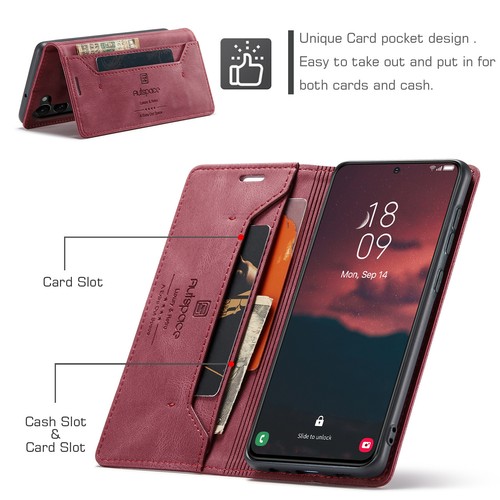 Per Samsung S10 S20 S21 S22 S23 S24 custodia in pelle retrò supporto magnetico flip cover - Foto 45 di 51