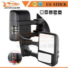 For 08-16 Ford F250-F550 Pair Power Turn Signal Heated Black Towing Mirrors