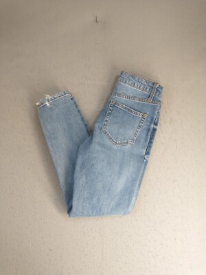 Wild Fable Womens Jeans 00 Blue High Rise Mom Jean Medium Wash Denim Distressed
