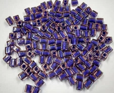 Vintage Square Clear Amethyst Dark Blue Lined TOHO Beads 13g 3-4 mm Beads1-117