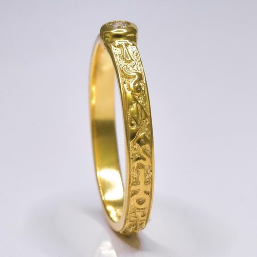Ring size 8.5 Gold Vermeil Sterling Silver Genuine Natural 0.08ct Diamond 2.40 g - Picture 5 of 9