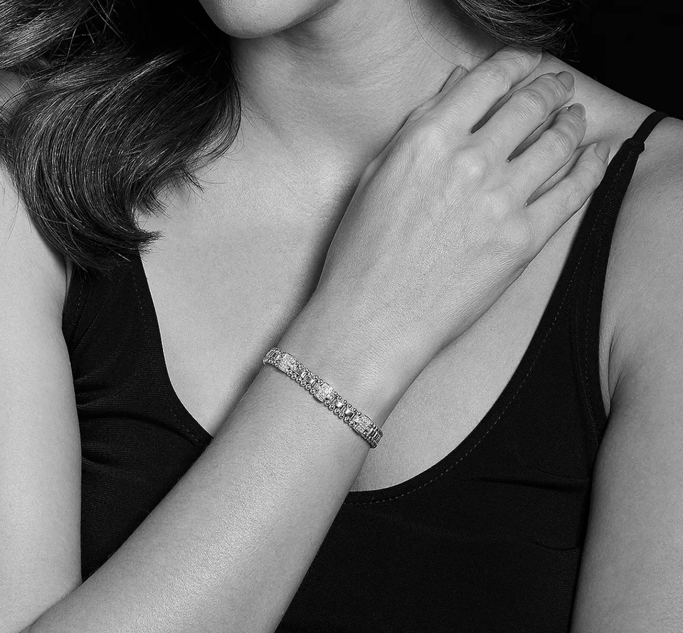 Браслет-цепочка с бриллиантами LAGOS из чистого серебра с 3 алмазными станциями - Изображение 4 из 4