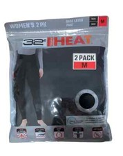 NEW Women's 32 Degrees Heat 2 Pack Stretch Base Layer Pant Medium Black 141