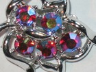 Vintage Demi Parure Pin Matching Earrings Set Red AB Rhinestones Grapes 1959 — photo 8