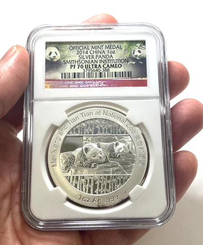 China .999 Silver 1oz Panda NGC PF70 Ultra Cameo Coin, Smithsonian Inst. 388