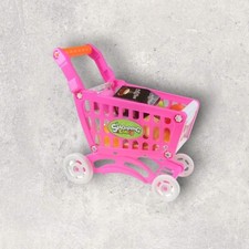 Kids Shopping Trolley Toy Cart Buggy Play Food Set Childs Shop Push Along Toy