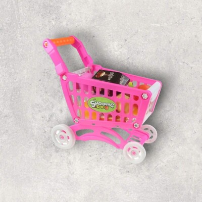 Kids Shopping Trolley Toy Cart Buggy Play Food Set Childs Shop Push Along  Toy