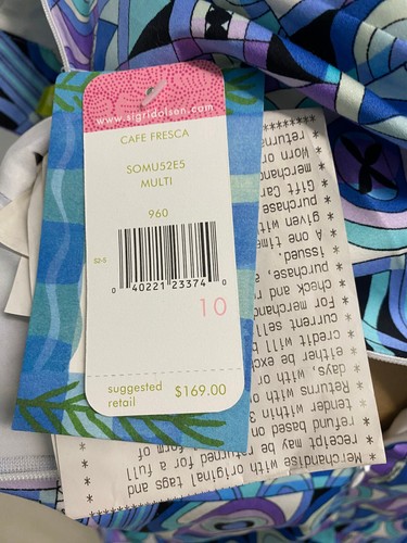 Vintage Sigrid Olsen Signature Print Blue Mod Pattern  Midi Dress Size 10 NWT - Picture 11 of 12