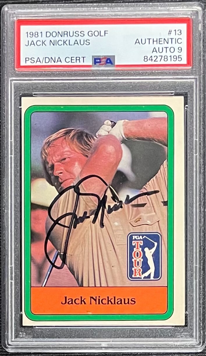 JACK NICKLAUS SIGNED 1981 DONRUSS Rookie PSA/DNA AUTO GRADE 9 84278195