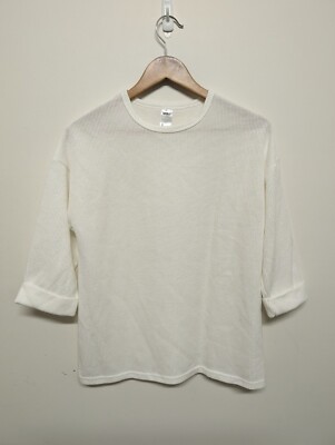 Anko Womens T Shirt Top Size 8 Cream Beige 3/4 Sleeve Cotton Polyester Blend 