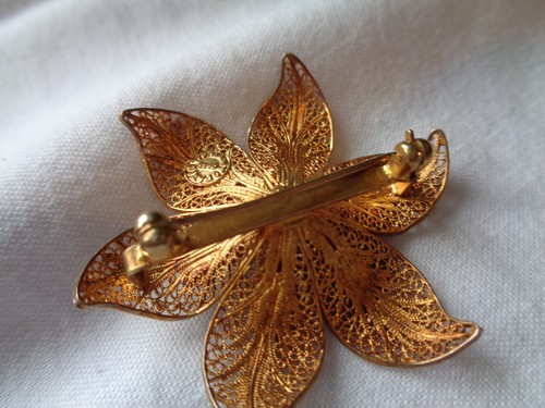 Broche vintage de filigrana TOPAZIO de plata de ley hecho en Portugal - Imagen 7 de 7