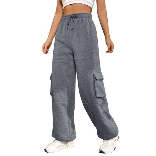 Ladies Trousers Pockets Sweatpants Women Casual Straight Leg Fitness Loose - Picture 8 of 37